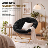 Artiss Cozy Saucer Chair Soft Faux Fur Folding Accent Chair for Bedroom Black