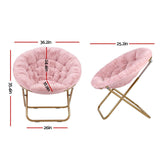 Artiss Cozy Saucer Chair Soft Faux Fur Folding Accent Chair for Bedroom Pink