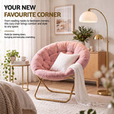 Artiss Cozy Saucer Chair Soft Faux Fur Folding Accent Chair for Bedroom Pink