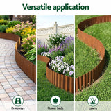 Green Fingers Garden Edging 10ft Metal Flexible Garden Border Corrugated Steel Lawn Edging Rust