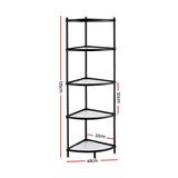 Artiss 5-Tier Kitchen Corner Shelf Rack Stand Microwave Metal Storage Shelves