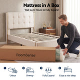 RoomSense King Single Mattress, 34cm Thick Medium Firm Hybrid Mattress for Back Pain Relief, Tencel Cooling Pocket Spring Mattress King Single Size in a Box