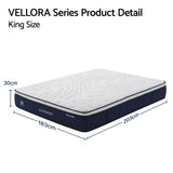 RoomSense King Mattress , 30cm Medium Firm Hybrid Mattress with Latex Lumbar Support for Back Pain Relief , Pocket Spring Mattress King Size in a Box
