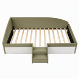 Artiss King Single Upholstered Daybed Sofa Bed with Centre Stairs, Olive