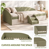Artiss Single Upholstered Daybed, Centre Stair, Olive Green