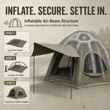 Weisshorn 4 Person Inflatable Camping Tent TC Canvas Sun Shade Rain-Ready