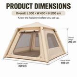 Weisshorn Inflatable Camping Tent Dual End Doors Arched Windows 300x400cm