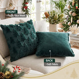 Jingle Jollys Christmas Tree Pillow Covers 2 Packs Cushion Covers Soft Faux Fur Jacquard Throw Pillow Covers 45 x 45cm Green