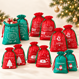 Jingle Jollys 12PCS Christmas Gift Bags Reusable Drawstring Candy Treats Bags 2 Sizes