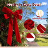 Jingle Jollys 12Pcs Red Velvet Christmas Bows Tree Decorations Xmas Decor