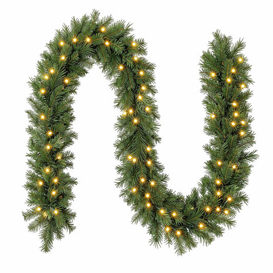 Jingle Jollys 2.7M Christmas Garland 8 Mode LED Lights Timing 200Tips Xmas Decor
