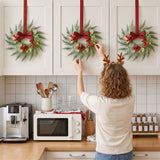 Jingle Jollys 6x Christmas Wreath Garland 26cm Pre-lit Wreaths Red Berries Bow
