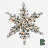Jingle Jollys 60cm Flocked Snowflake Christmas Wreath Garland Pre-Lit 40 LED Light Decor