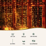 Jingle Jollys 6x3m Christmas Curtain Lights 960 LED RGB Remote Hanging Fairy Backdrop