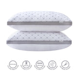 GIOIA CASA LUXURY BAMBOO COOLING TWIN PACK PLUSH PILLOWS WITH 2 BONUS QUILTED WATERPROOF PILLOW PROTECTORS