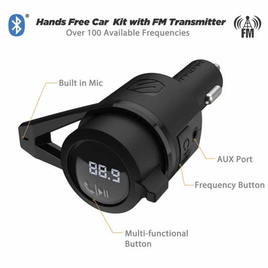 SCOSCHE BTFREQâ„¢ POWER DELIVERY WIRELESS HANDS-FREE CAR KIT USB-C & USB-A INPUTS