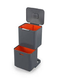 JOSEPH JOSEPH Totem Compact 40L Waste Separation and Recycling Bin - Graphite