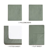 CLEVERPOLLY VINTAGE WASHED MICROFIBRE SHEET SET SINGLE SEAFOAM