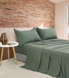 CLEVERPOLLY VINTAGE WASHED MICROFIBRE SHEET SET SINGLE SEAFOAM