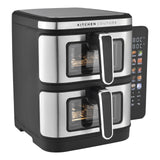 KITCHEN COUTURE 11L CLEAR VIEW COLOUR VERTEX DUAL DRAW AIR FRYER - STAINLESS STEEL