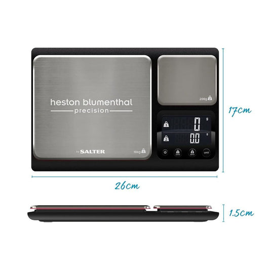 HESTON BLUMENTHAL BY SALTER PRECISION DUAL PLATFORM DIGITAL KITCHEN SCALES 10KG