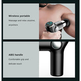 FitSmart mini percussive massage gun with LCD display and 6 speed levels, black