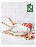 GreenPan Padova ceramic non-stick frypan set 26 and 30cm cream white