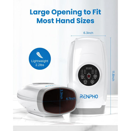 RENPHO CORDLESS ELECTRIC HAND MASSAGER WITH COMPRESSION - 6 LEVELS PRESSURE POINT THERAPY MASSAGER