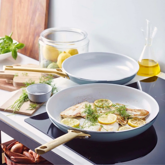 GREENPAN PADOVA CERAMIC 2PC OPEN FRYPAN SET 24/30CM SMOKEY BLUE