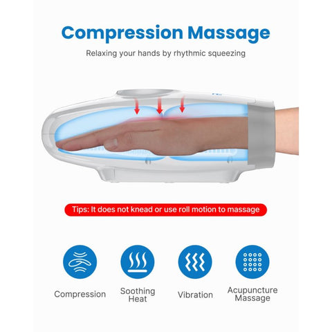 RENPHO CORDLESS ELECTRIC HAND MASSAGER WITH COMPRESSION - 6 LEVELS PRESSURE POINT THERAPY MASSAGER