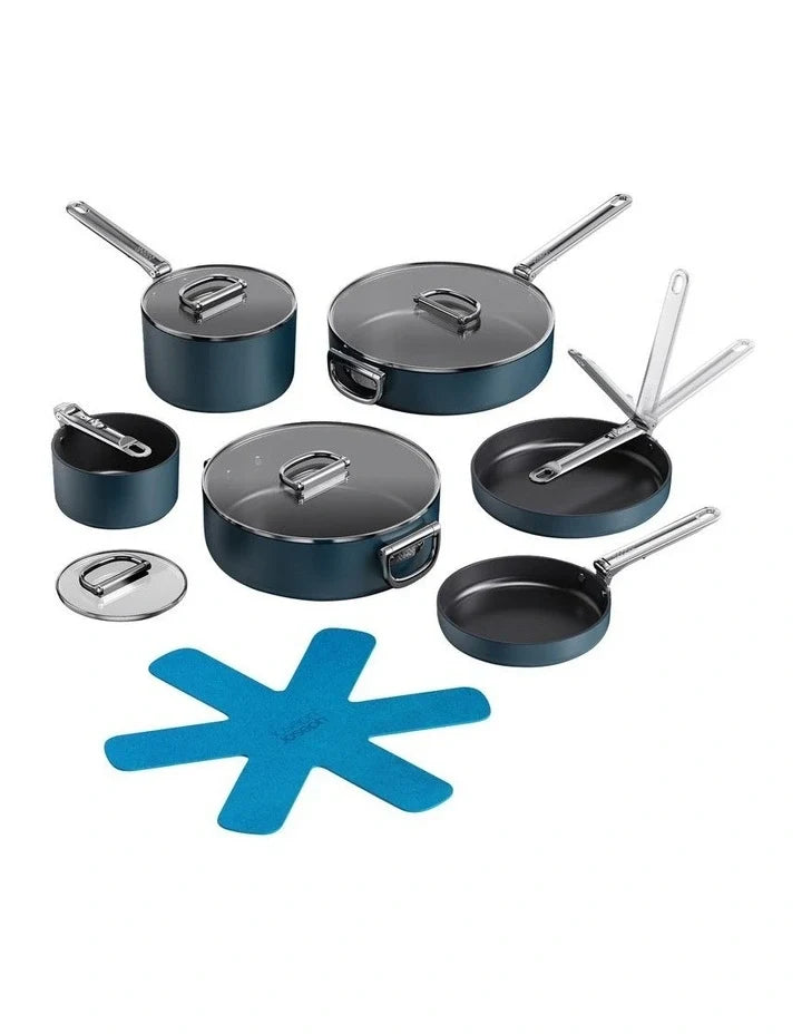 Joseph Joseph Space Folding Handle Ceramic Non-stick 6-piece Blue Cookware Set
