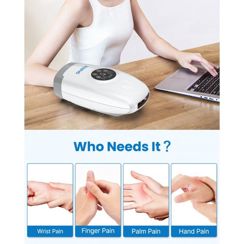 RENPHO CORDLESS ELECTRIC HAND MASSAGER WITH COMPRESSION - 6 LEVELS PRESSURE POINT THERAPY MASSAGER