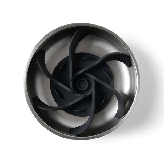 CHARLIE'S Duro Double Wall Stainless Steel Dog Bowl with Removable Slow Feeder Attachment Cream