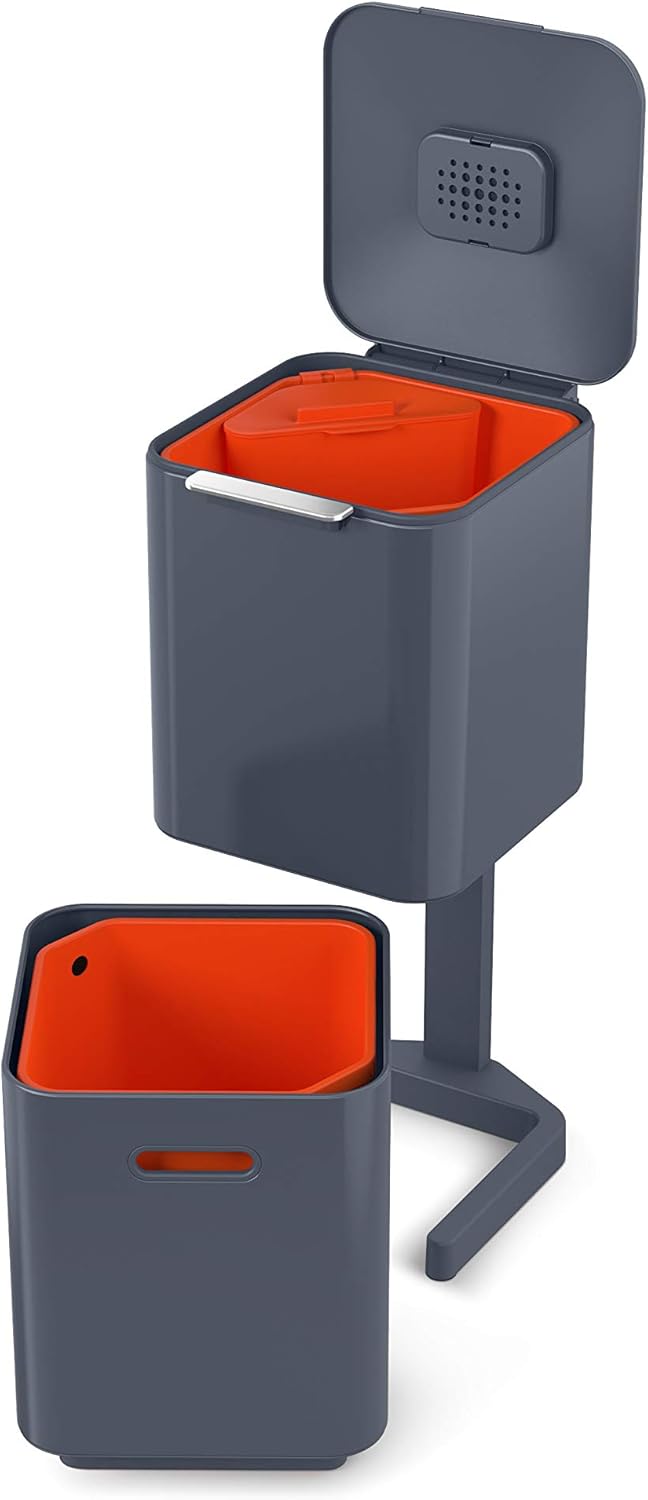 JOSEPH JOSEPH Totem Compact 40L Waste Separation and Recycling Bin - Graphite
