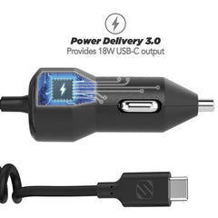 SCOSCHE USB-C FAST CHARGER WITH COIL CABLE FOR CAR