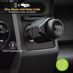 SCOSCHE BTFREQ™ WIRELESS HANDS-FREE CAR KIT DUAL 12W USB PORT AUX INPUT AND CABLE