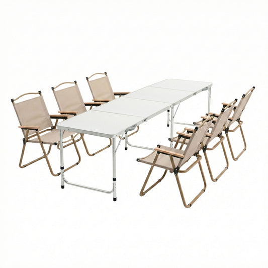 Weisshorn 7pc Camping Table Chair Set Outdoor Folding Aluminium Portable Picnic