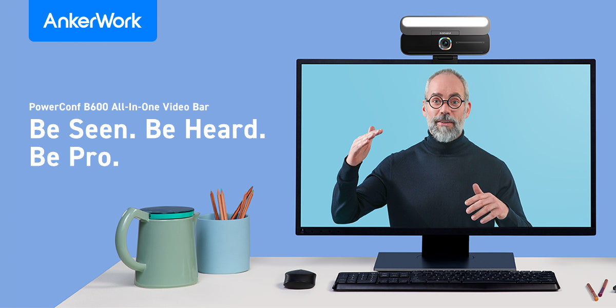 美品 Anker PowerConf B600 Video Bar 動作確認済 AnkerWork B600 ビデオバー 4-in-1 ウェブカメラ 2K対応 照明付き
