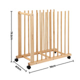 Artiss Art Drying & Storage Rack with Caster Wheels, Solid Wood Adjustable Slots Rack for Drawing Boards, Panels, Paintings, Artworks Display