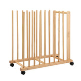 Artiss Art Drying & Storage Rack with Caster Wheels, Solid Wood Adjustable Slots Rack for Drawing Boards, Panels, Paintings, Artworks Display