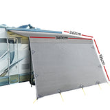 Weisshorn 12ft Caravan Awning Fabric & Privacy Screen RV Roll Out Sun Shade 3.4M