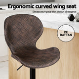 Artiss 4x Bar Stools Kitchen Swivel Gas Lift Counter Chair Wing PE Rattan Brown