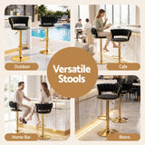 Artiss 2x Bar Stools Gas Lift Adjustable Velvet Woven Backrest Vivien Black