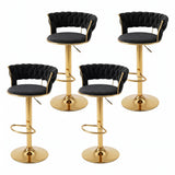 Artiss 4x Bar Stools Gas Lift Adjustable Velvet Woven Backrest Vivien Black