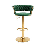 Artiss Bar Stool X1 Gas Lift Adjustable Velvet Woven Backrest Vivien Green
