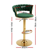 Artiss 2x Bar Stools Gas Lift Adjustable Velvet Woven Backrest Vivien Green