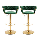 Artiss 2x Bar Stools Gas Lift Adjustable Velvet Woven Backrest Vivien Green