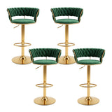 Artiss 4x Bar Stools Gas Lift Adjustable Velvet Woven Backrest Vivien Green