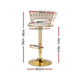 Artiss Bar Stools X3 Kitchen Counter Chair Gas Lift Velvet Woven Backrest Ivory