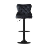 Artiss 1x Velvet Bar Stool Adjustable Height Nailhead Trim Kitchen Counter Stool